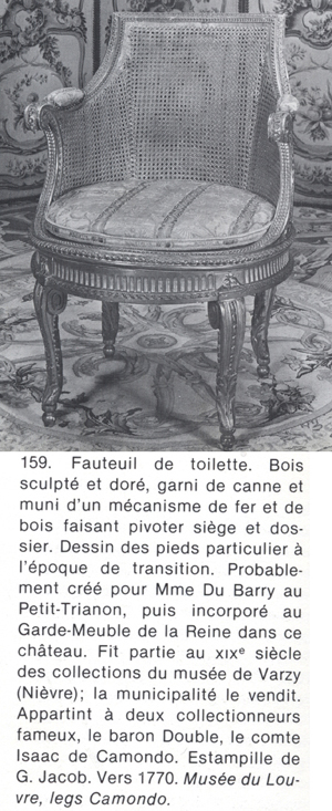 Fauteuil à pieds en console de Georges Jacob, documentation de musée